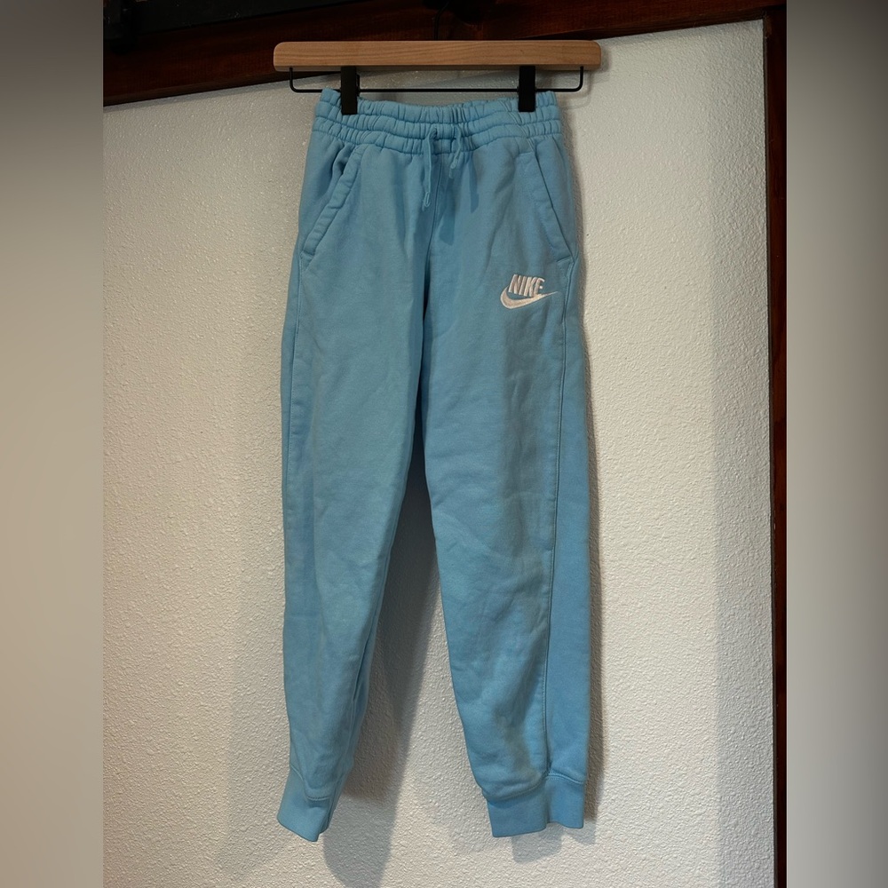 Nike Youth Aqua Fleece Joggers with White Swoosh